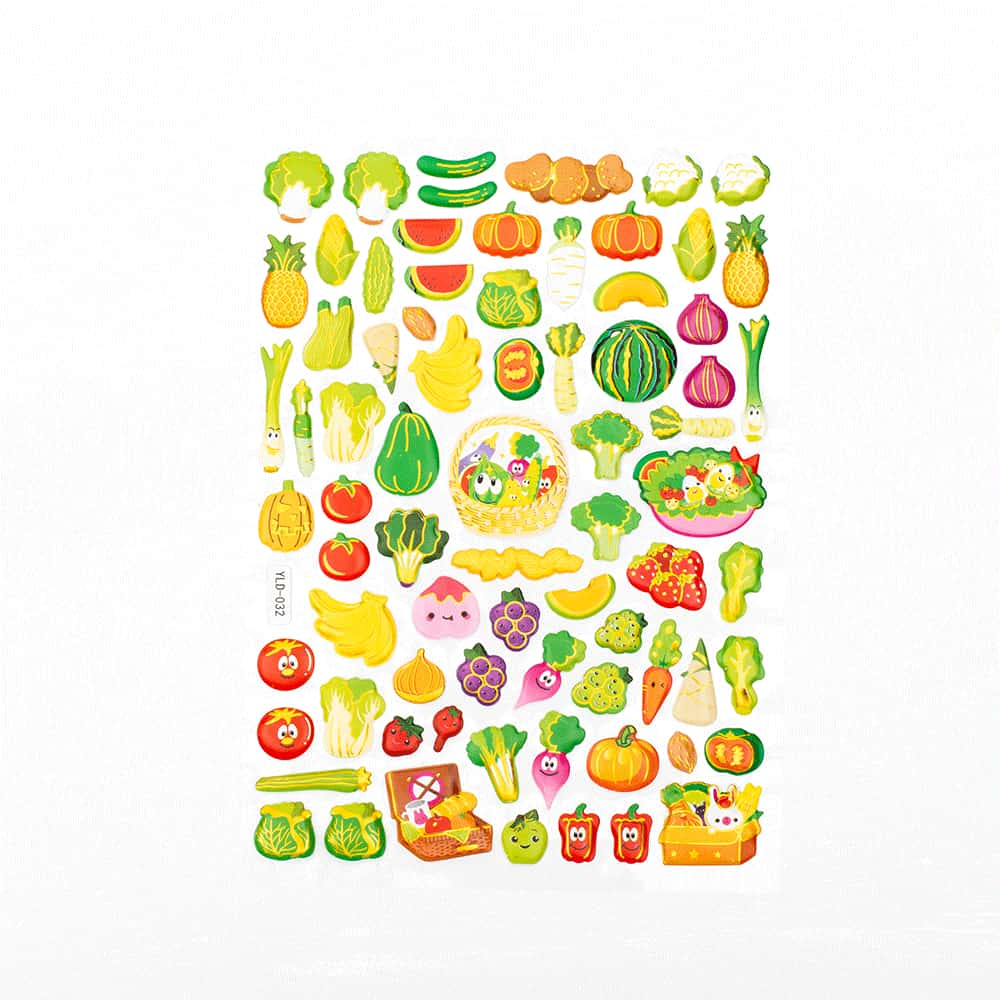 Stickers Metalizados Frutas y Verduras